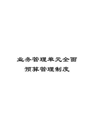 业务管理单元全面预算管理制度