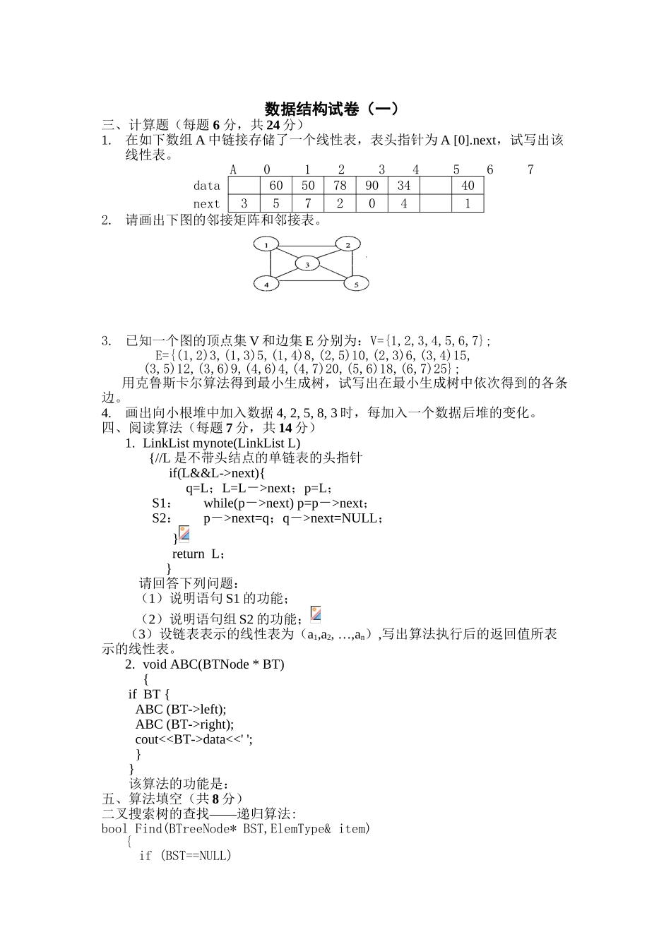 东南大学十套数据结构试题及答案_第2页