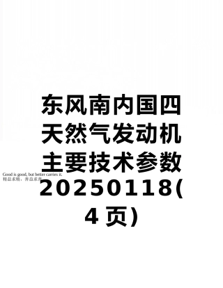 东风南内国四天然气发动机主要技术参数20250118