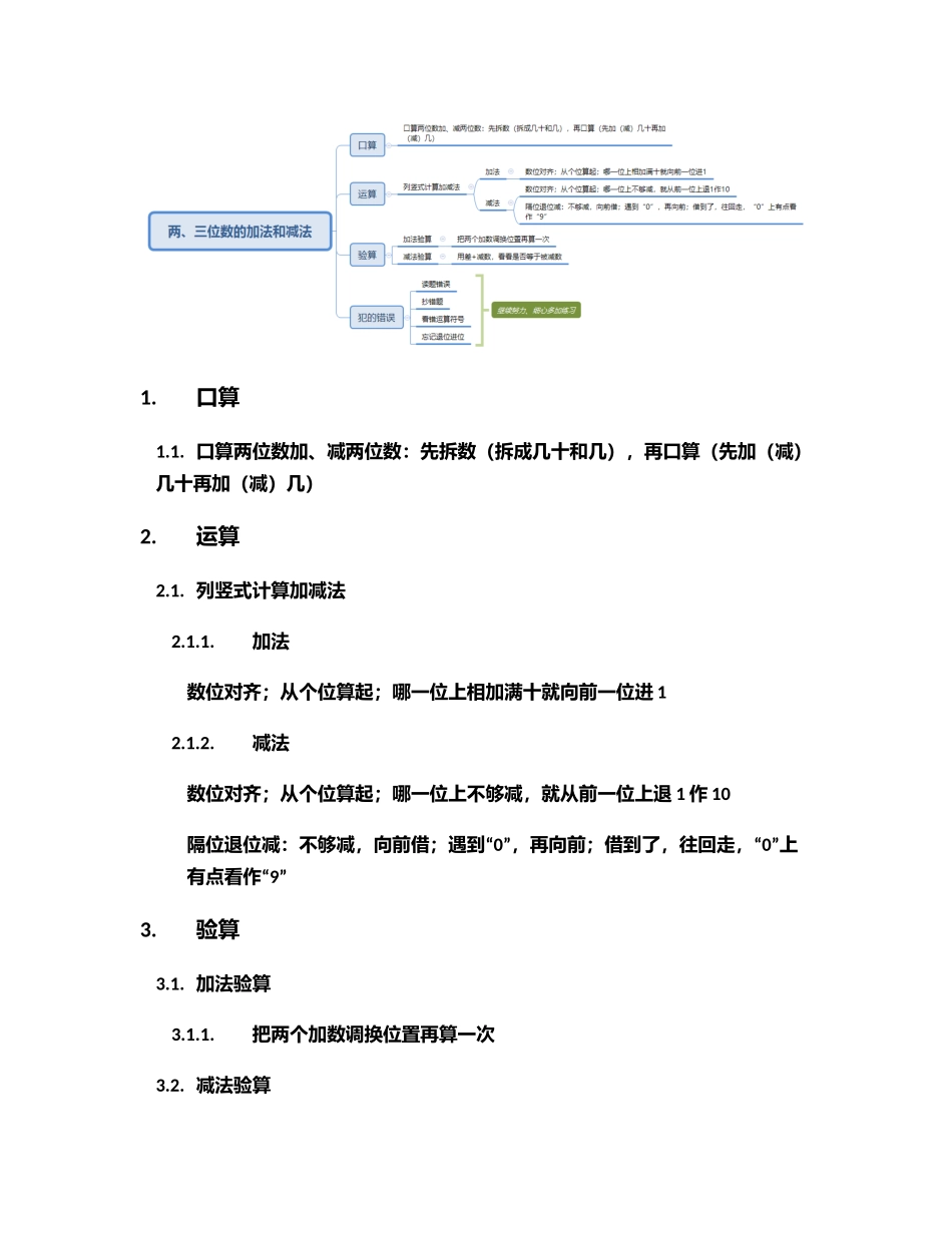 两、三位数的加法和减法思维导图总结_第3页