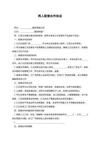 两人联营合作协议