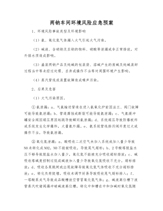 两钠车间环境风险应急预案