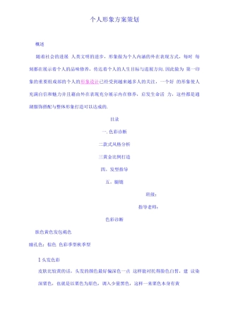 个人形象方案策划