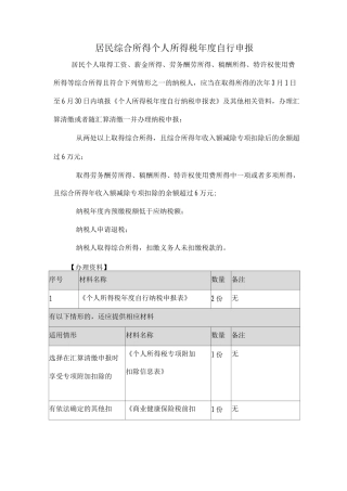 个人所得税年度自行申报