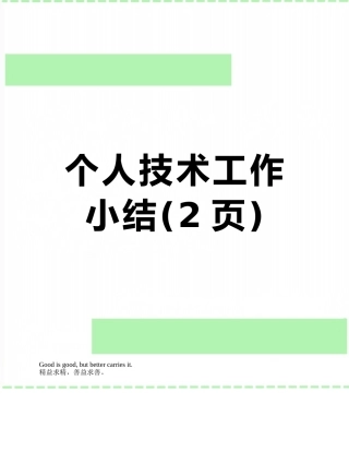 个人技术工作小结