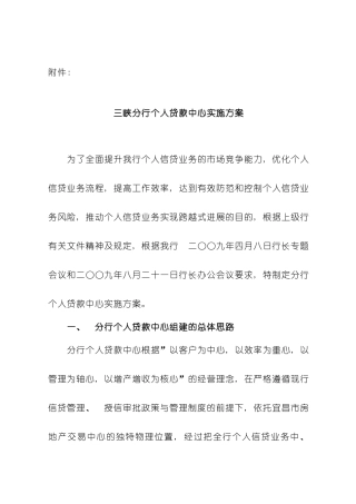 个贷中心实施的方案样本