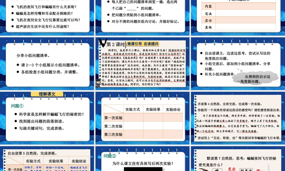 （24人教统编版小学语文）四年级上册第二单元6 夜间飞行的秘密【课件】