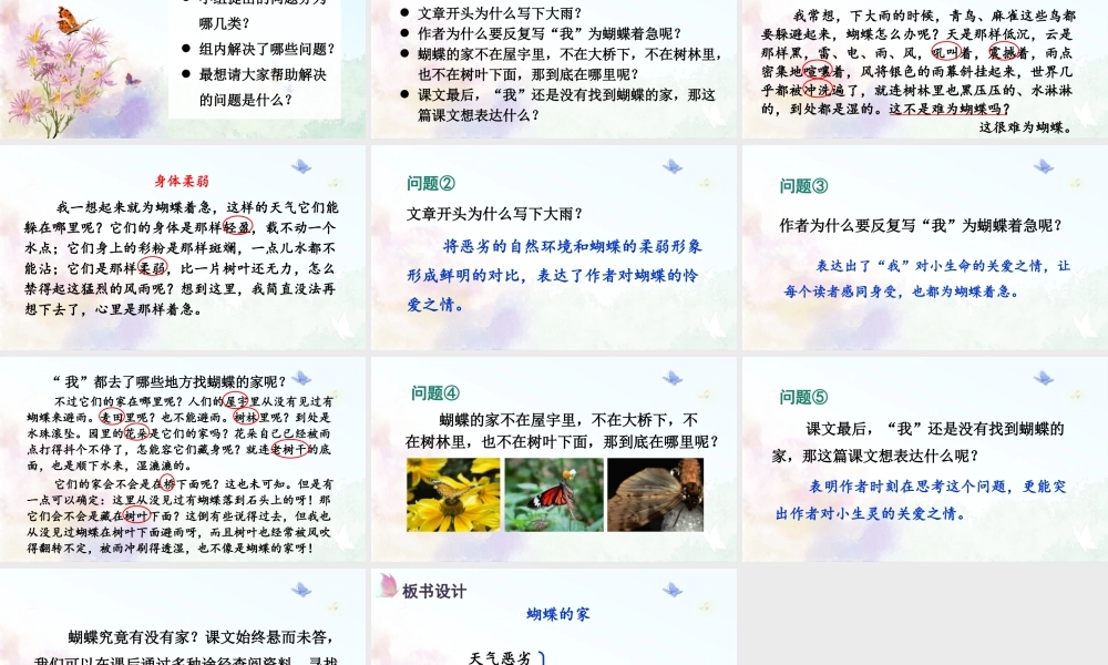 （24人教统编版小学语文）四年级上册第二单元8 蝴蝶的家【课件】