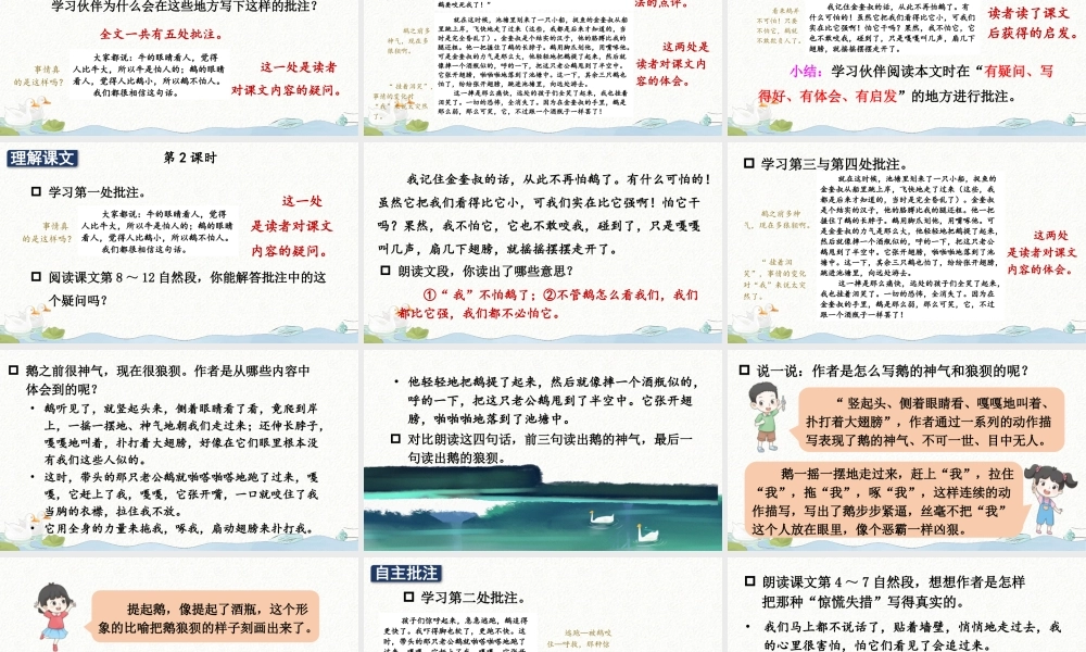 （24人教统编版小学语文）四年级上册第六单元18 牛和鹅【课件】