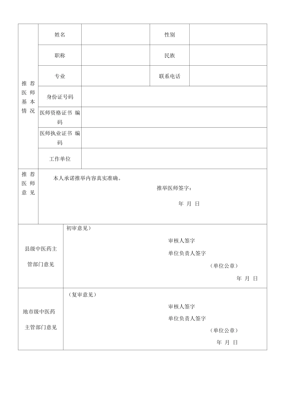 中医医术确有专长人员医师资格考核申请表_第3页