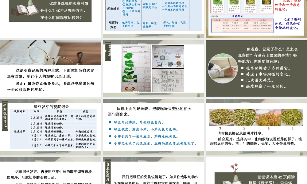 （24人教统编版小学语文）四年级上册第三单元习作：写观察日记【课件】