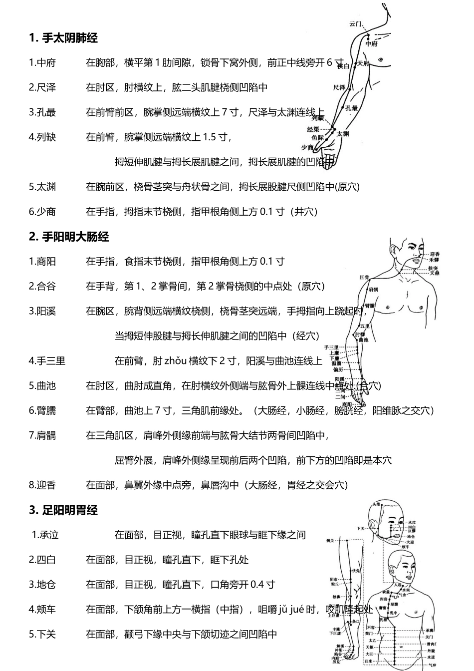 中医学院十二经脉重点穴位取穴及循行图_第2页