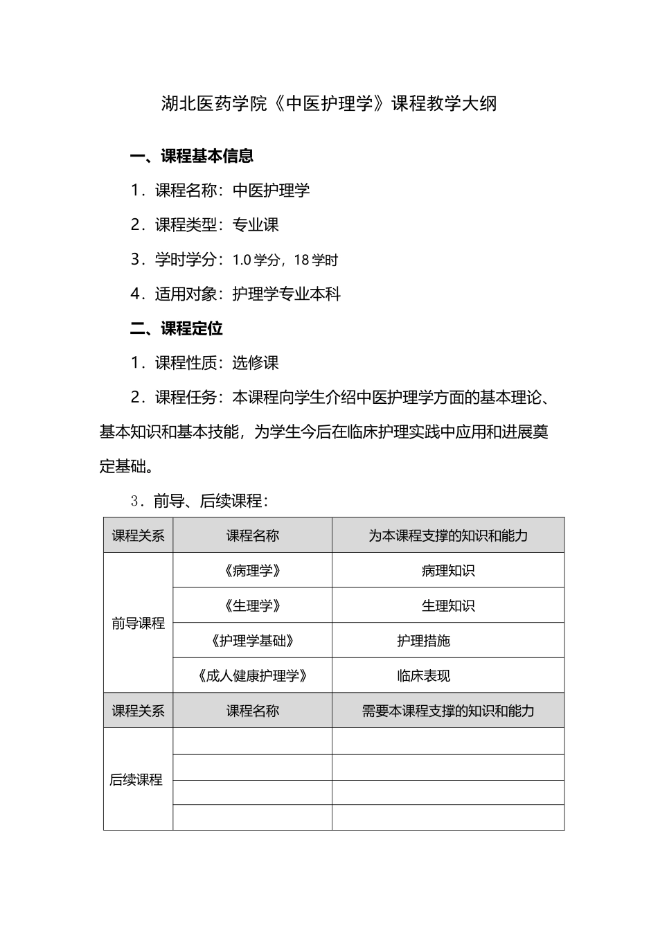 中医护理学教学大纲_第2页