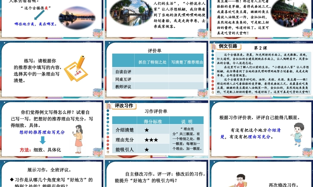 （24人教统编版小学语文）四年级上册第一单元习作：推荐一个好地方【课件】