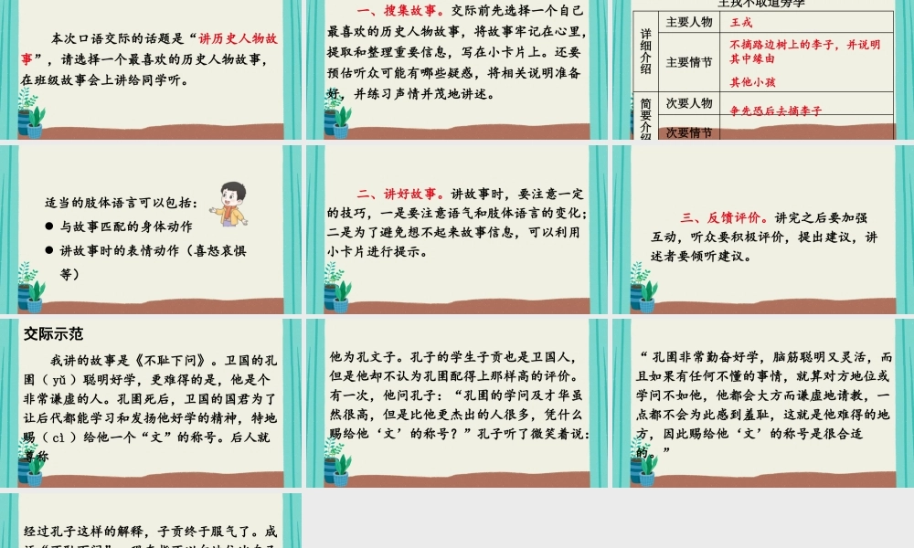 【24统编版】小学语文四年级上册第八单元口语交际：讲历史人物故事课件