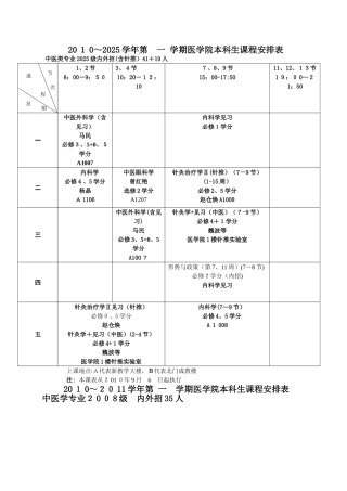 中医系课程表