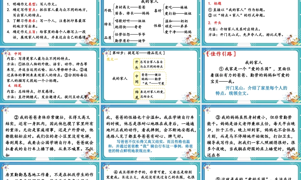 【24统编版】小学语文四年级上册第二单元习作：我的家人课件