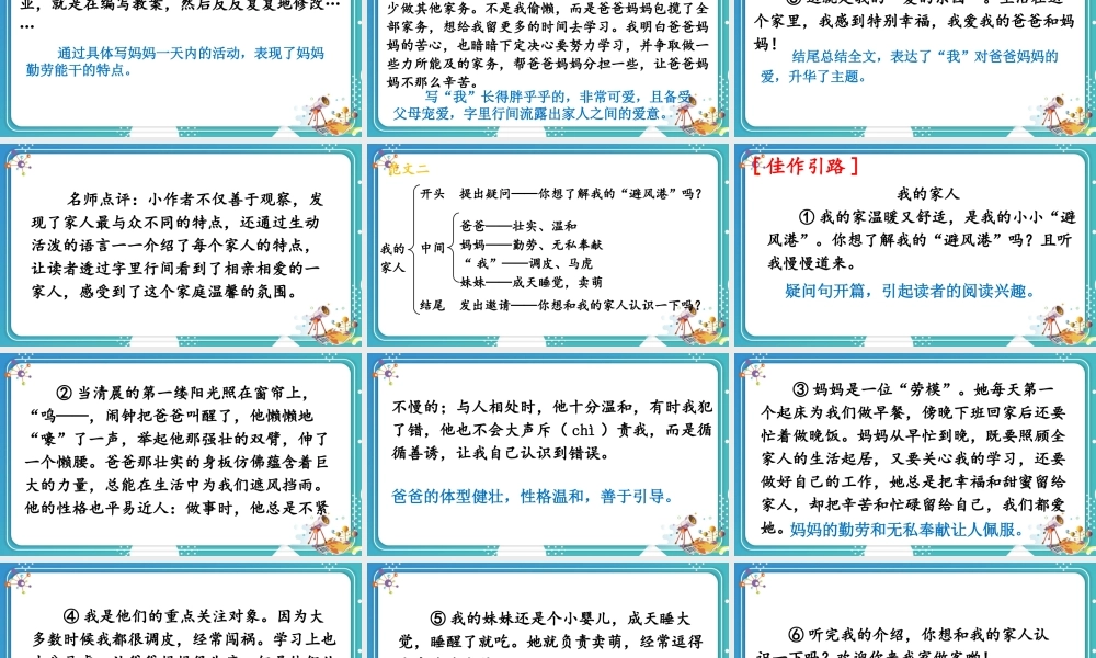 【24统编版】小学语文四年级上册第二单元习作：我的家人课件