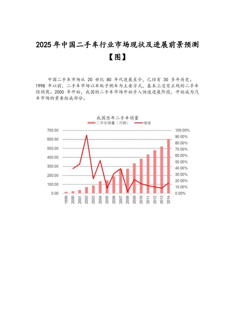 中国二手车行业市场现状及发展前景预测_第1页