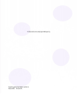 中国农村经济未来前途在哪里