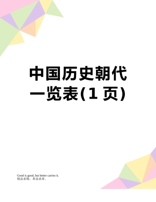中国历史朝代一览表