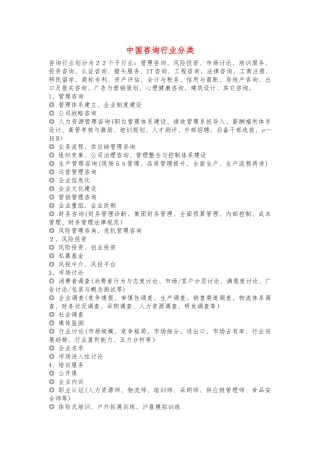 中国咨询行业分类