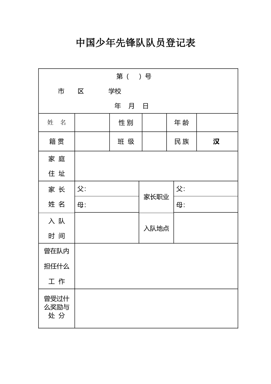 中国少年先锋队队员登记表_第2页