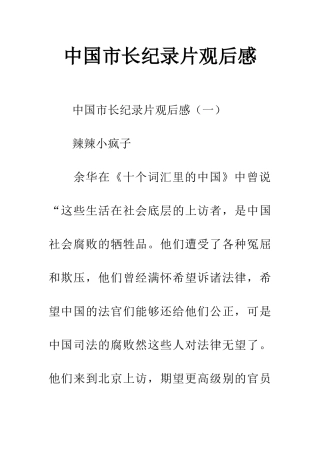 中国市长纪录片观后感