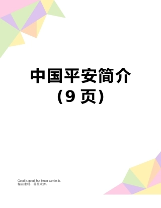 中国平安简介
