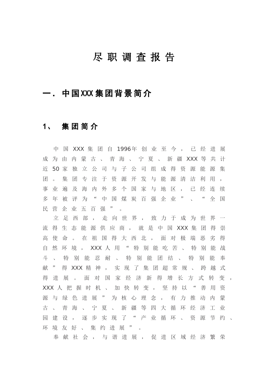 中国某集团尽职调查报告_第1页