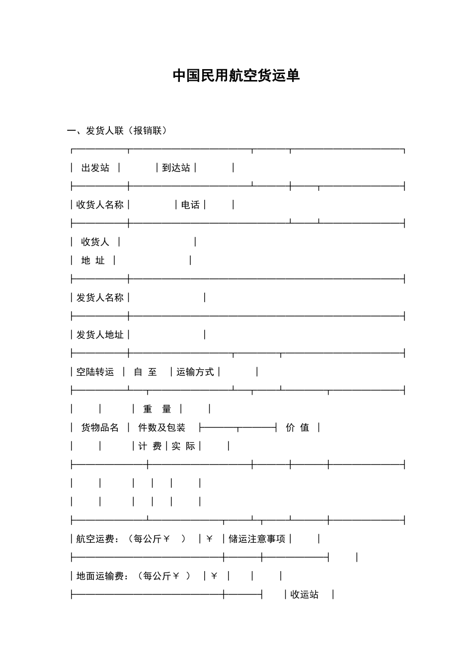 中国民用航空货运单_第1页