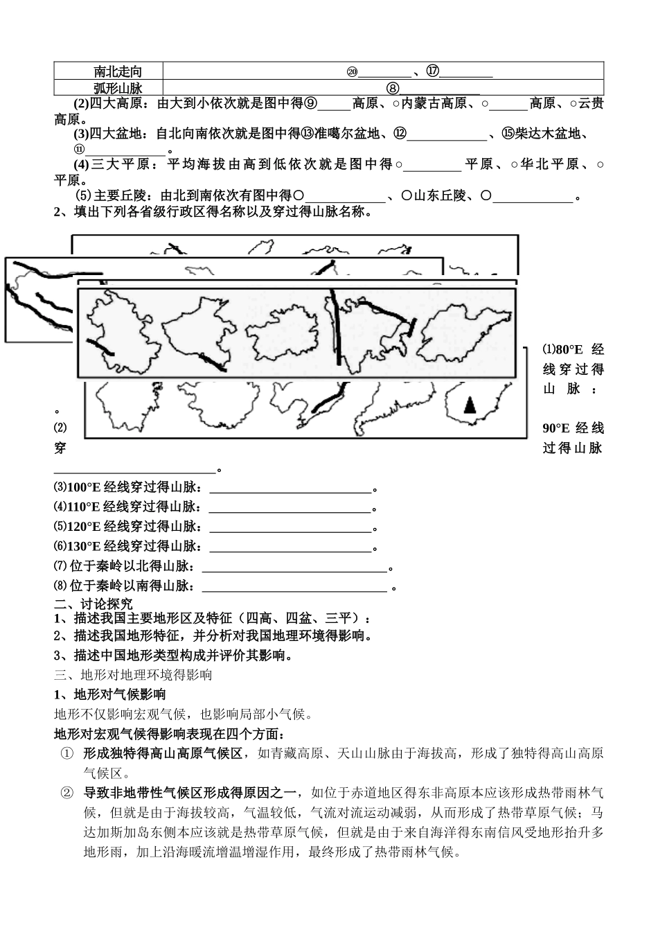 中国的地形学案_第2页