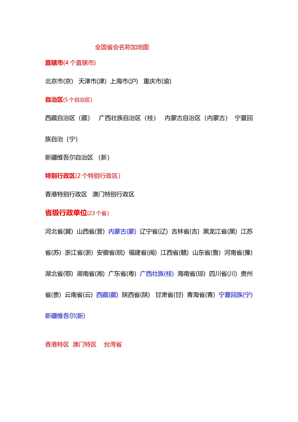 中国省会名称+中国地图_第2页