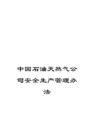 中国石油天然气公司安全生产管理办法