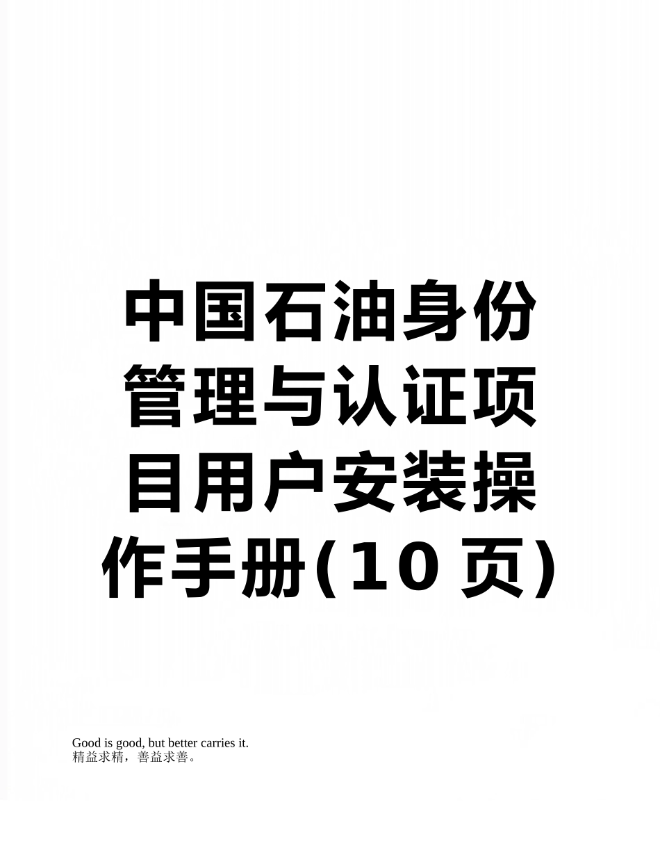 中国石油身份管理与认证项目用户安装操作手册_第1页