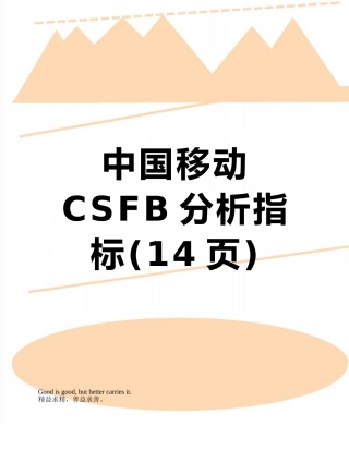 中国移动CSFB分析指标