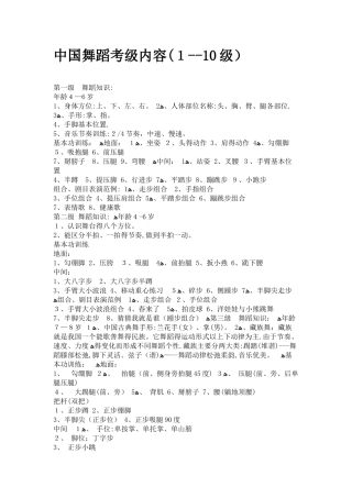 中国舞蹈考级内容
