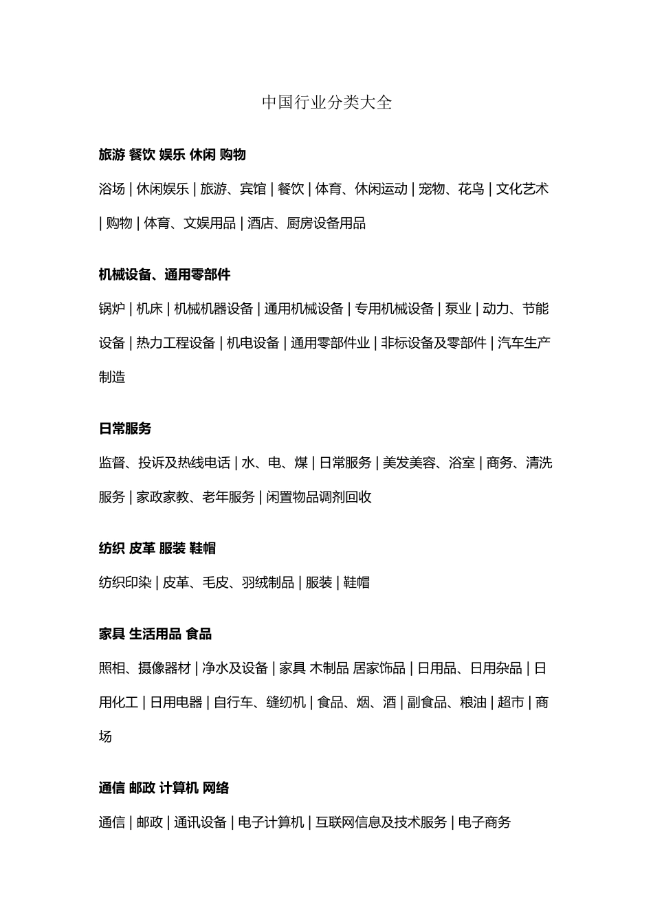 中国行业分类大全_第2页