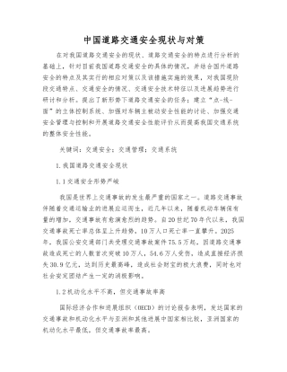 中国道路交通安全现状与对策