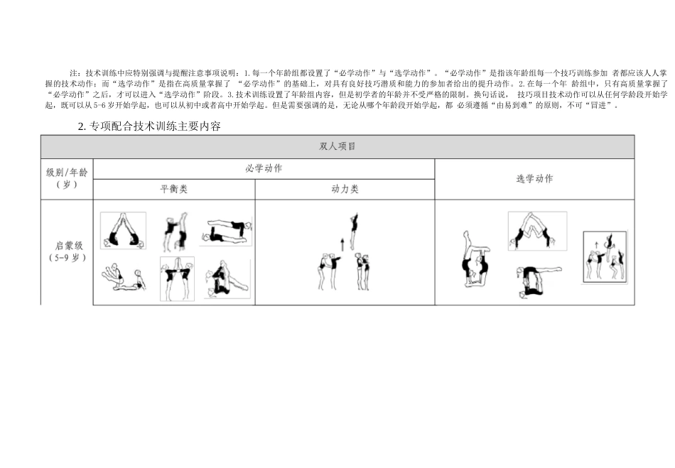 中国青少年技巧教学训练大纲-技术训练主要内容_第2页