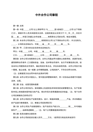 中外合作公司章程