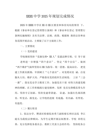 中学2025年规划完成情况