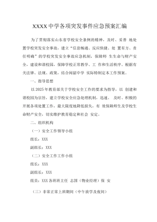 中学各项突发事件应急预案
