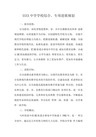 中学学校综合、专项发展规划