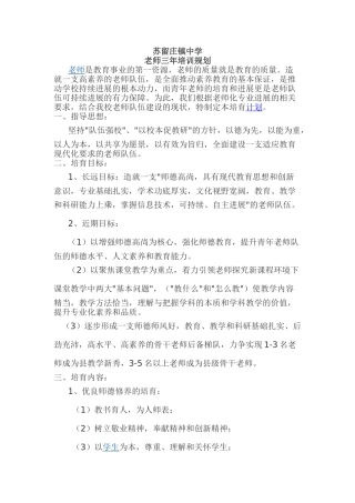 中学教师三年培训规划