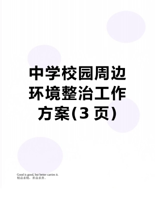 中学校园周边环境整治工作方案