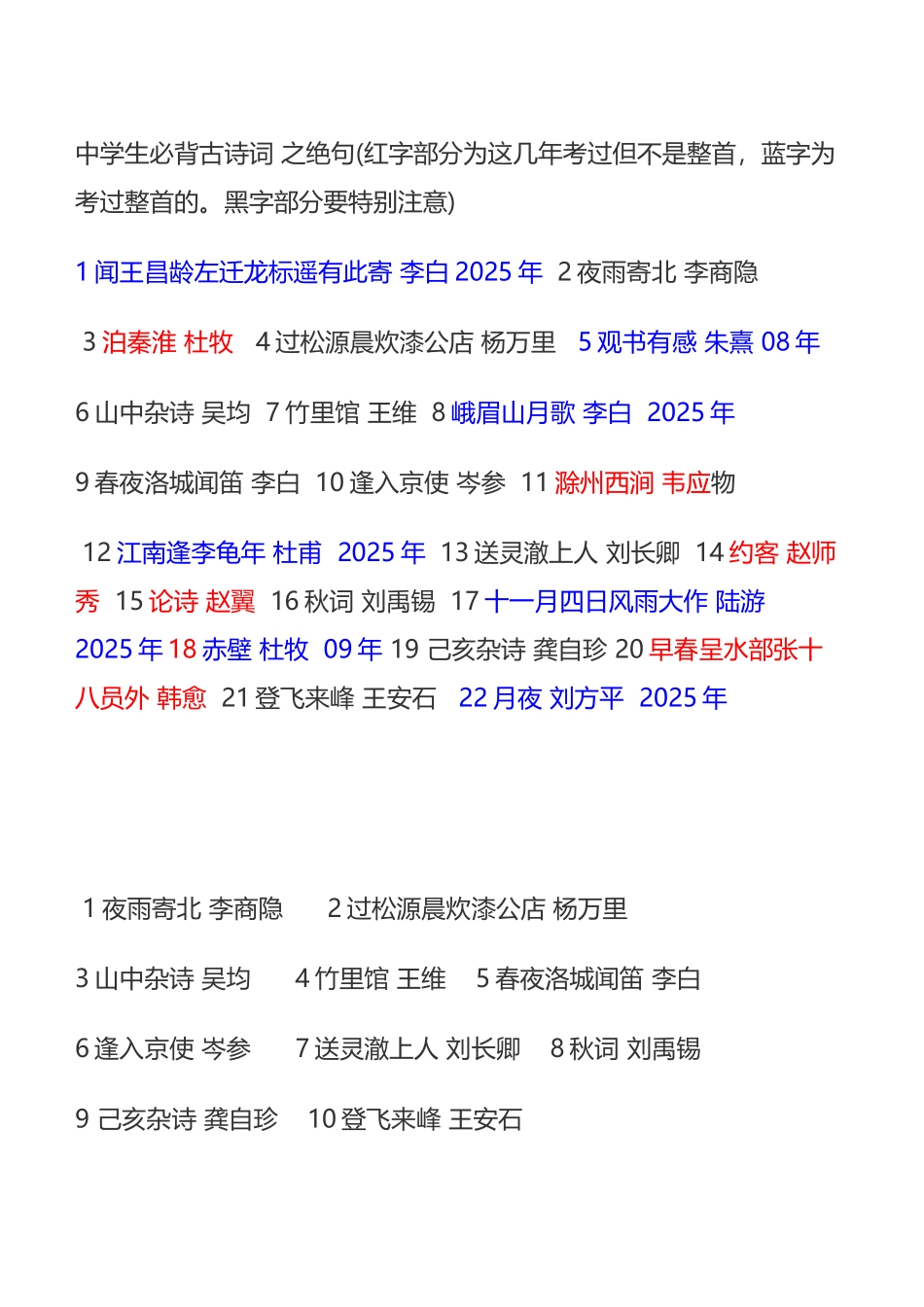 中学生必背古诗词-之绝句_第2页