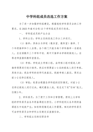 中学科组成员改选工作方案
