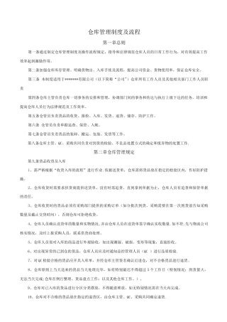 中小型公司仓库管理制度