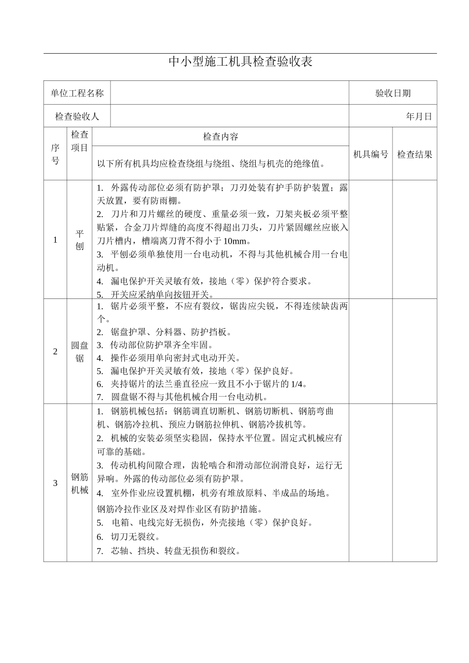 中小型施工机具检查验收表_第1页